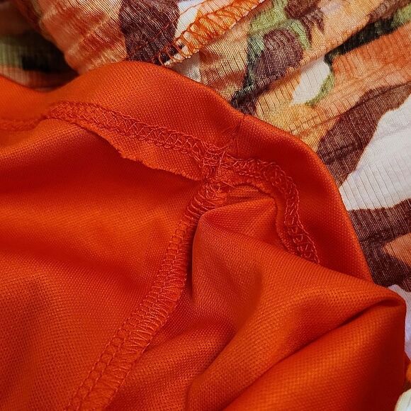 NINEโWEST Women's Orange Red Patterned Dress Spring Summer Maxi Umpire Waist L - Picture 9 of 10